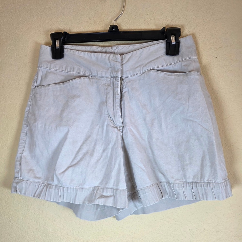 vintage Adidas Womens Khaki Tan Cotton Stretch Chino Golf Shorts Size 4 Y2K